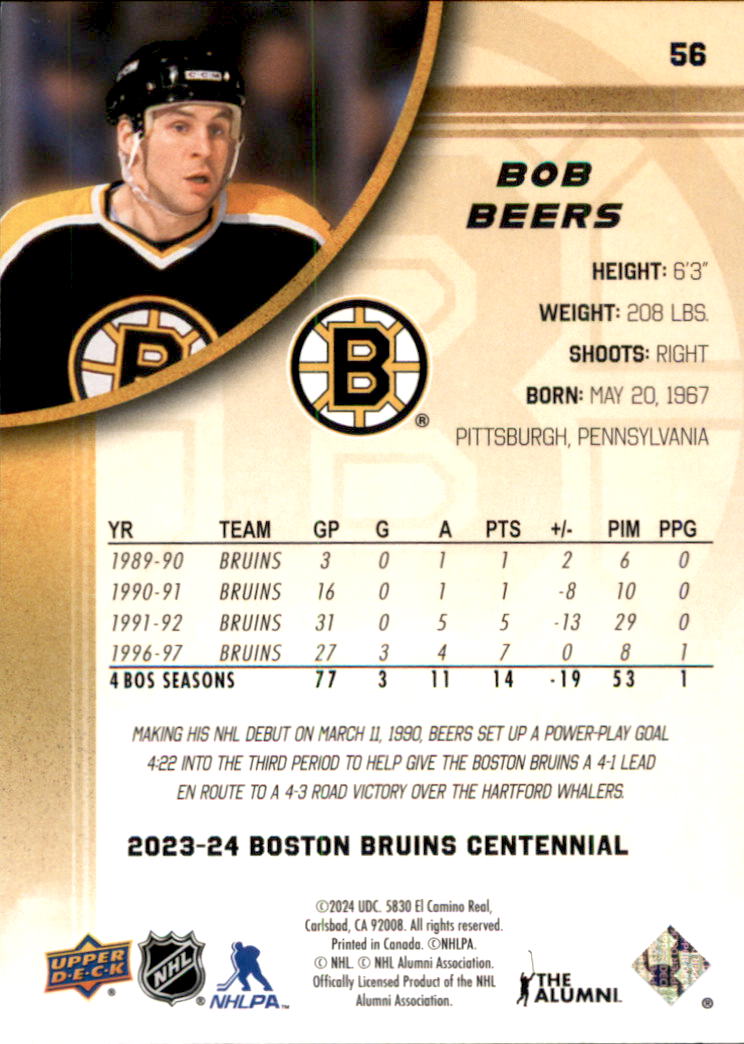 B5392- 2023-24 Upper Deck Bruins Centennial Hk Cards -You Pick- 15+ FREE US SHIP