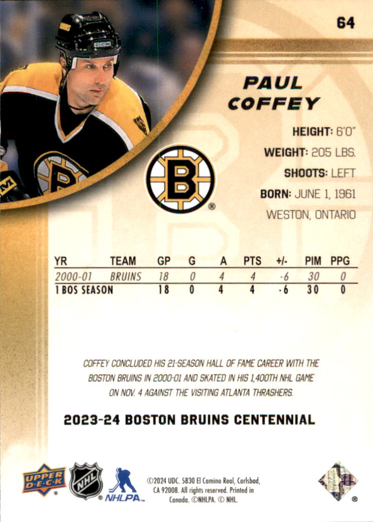 B5392- 2023-24 Upper Deck Bruins Centennial Hk Cards -You Pick- 15+ FREE US SHIP