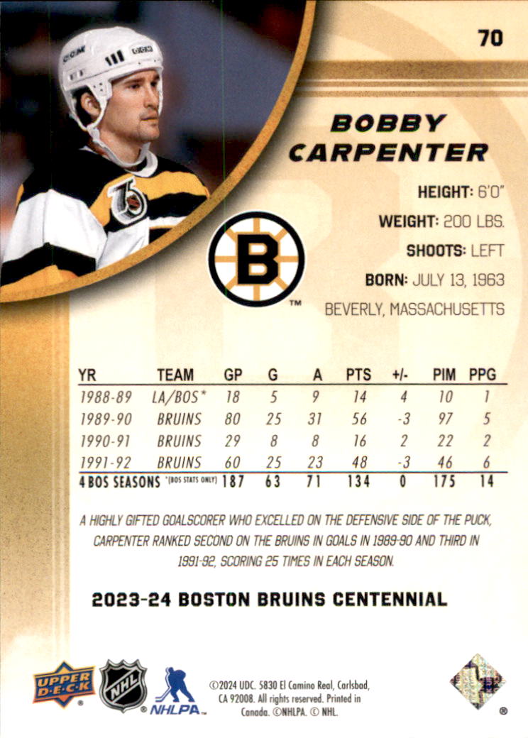 B5392- 2023-24 Upper Deck Bruins Centennial Hk Cards -You Pick- 15+ FREE US SHIP