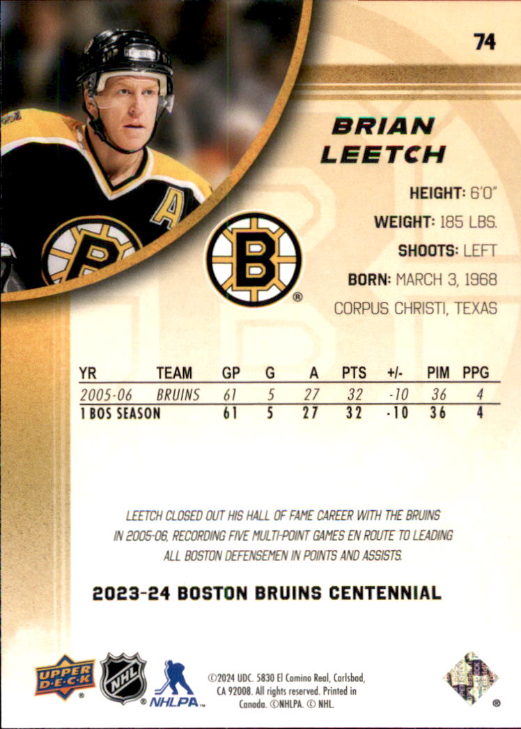 B5392- 2023-24 Upper Deck Bruins Centennial Hk Cards -You Pick- 15+ FREE US SHIP