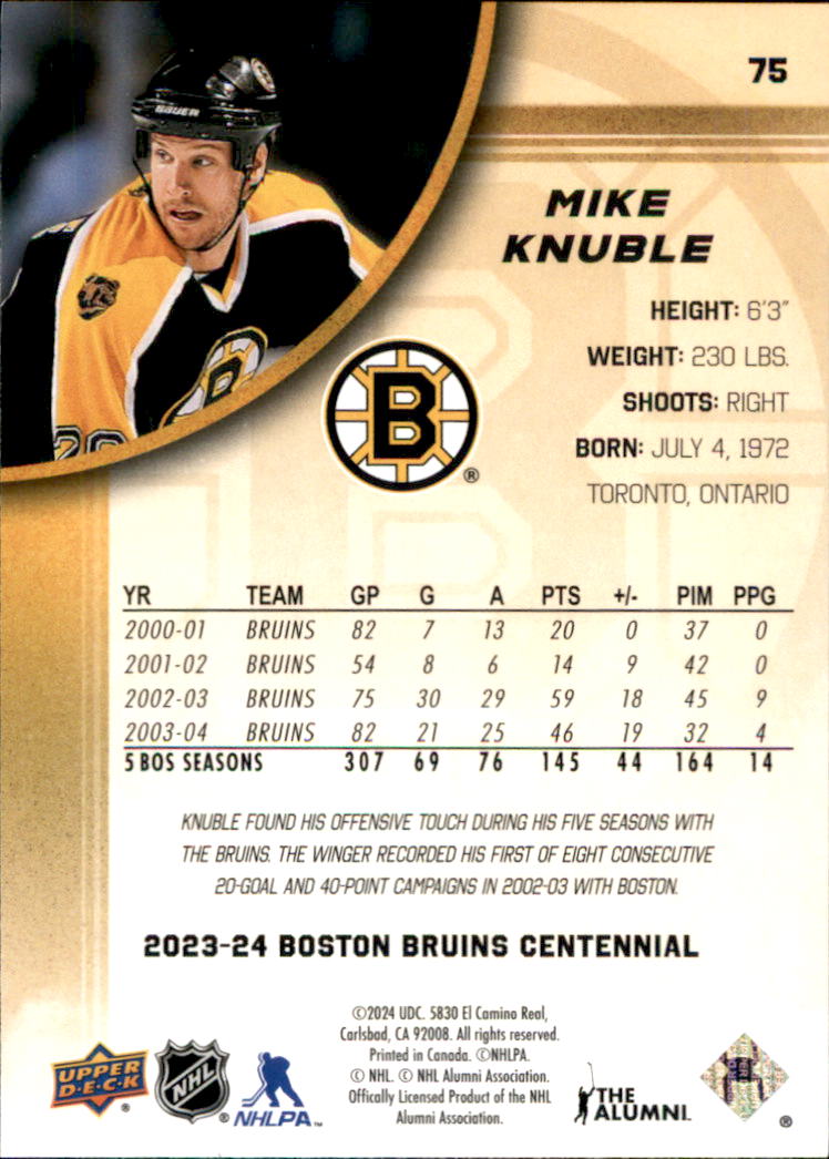 B5392- 2023-24 Upper Deck Bruins Centennial Hk Cards -You Pick- 15+ FREE US SHIP