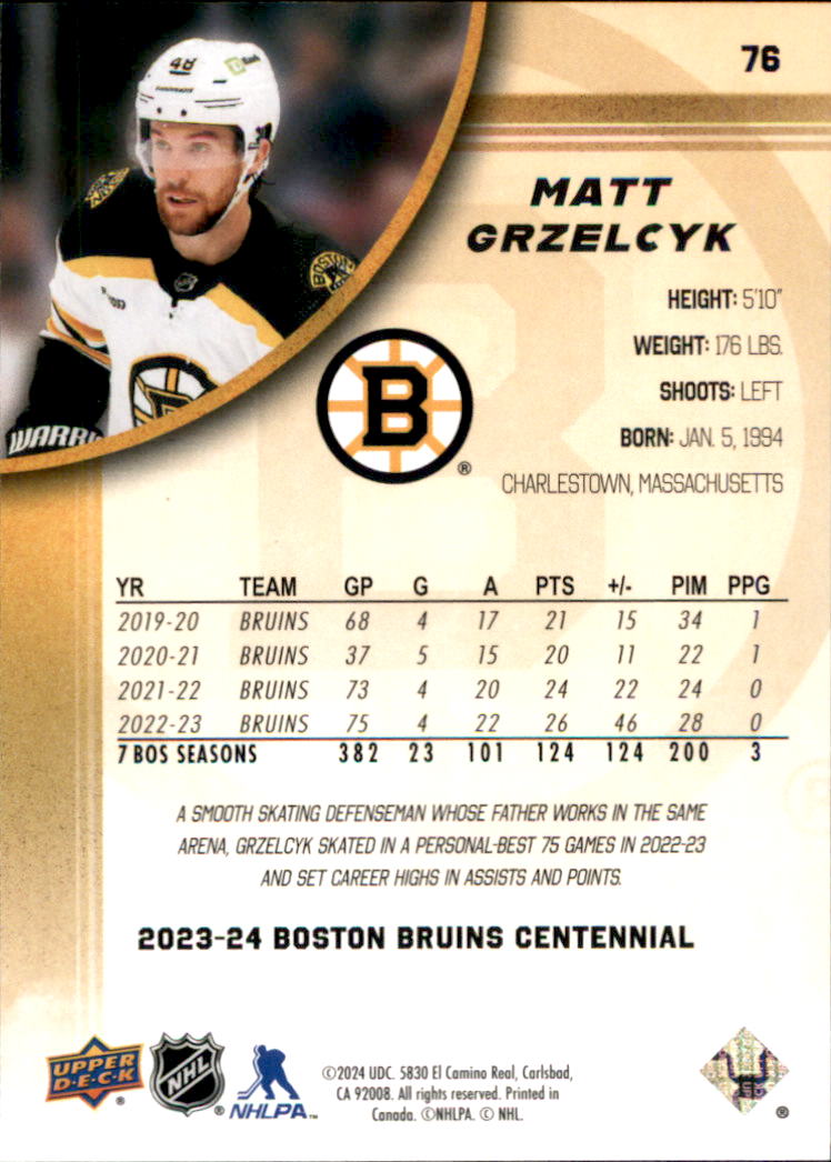 B5392- 2023-24 Upper Deck Bruins Centennial Hk Cards -You Pick- 15+ FREE US SHIP