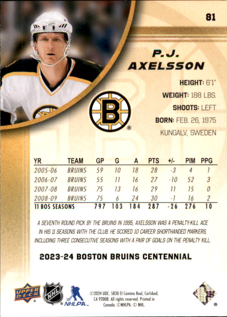 B5392- 2023-24 Upper Deck Bruins Centennial Hk Cards -You Pick- 15+ FREE US SHIP