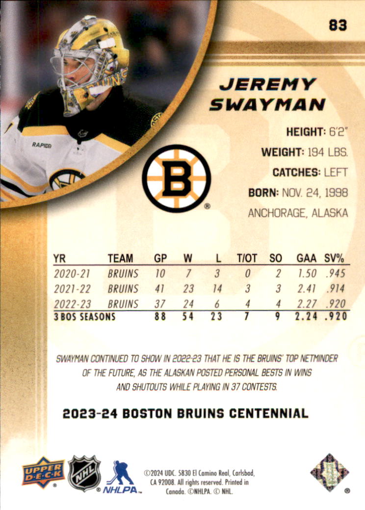 B5392- 2023-24 Upper Deck Bruins Centennial Hk Cards -You Pick- 15+ FREE US SHIP