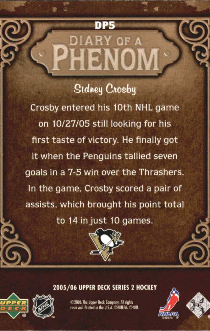 2005-06 Upper Deck Diary of a Phenom #DP5 Sidney Crosby back image
