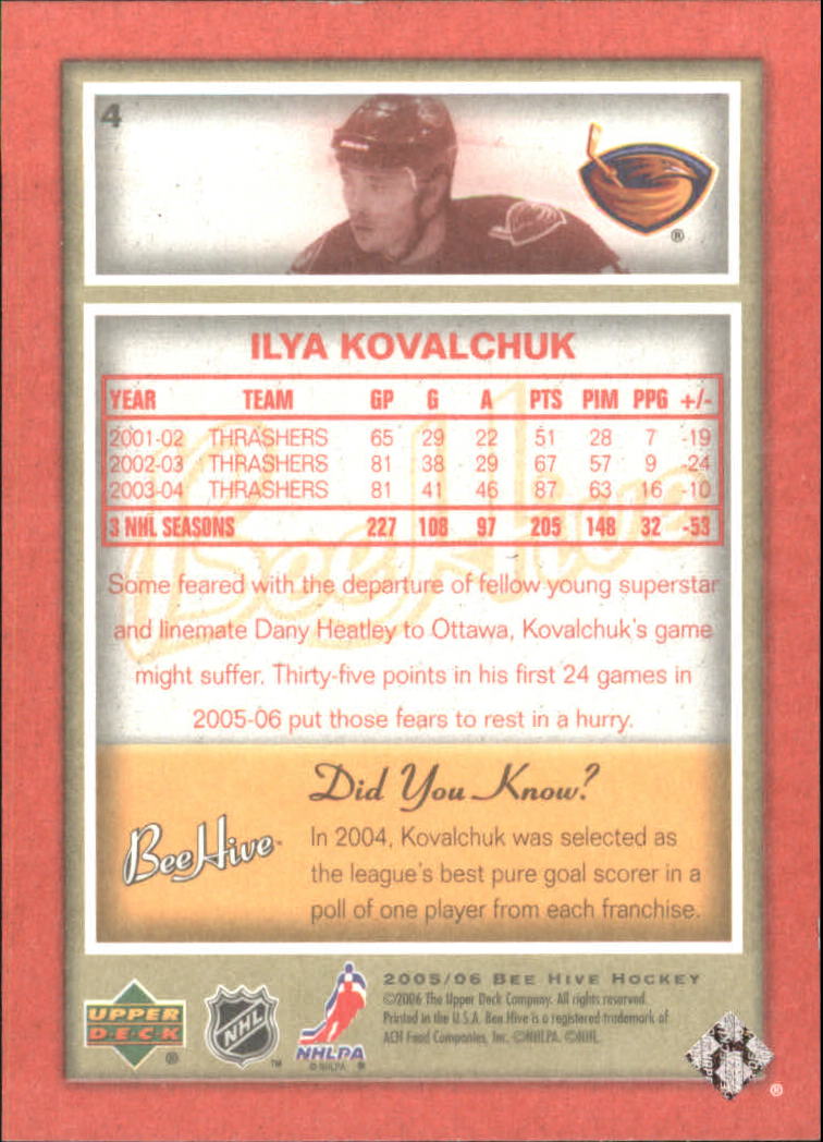 2005-06 Beehive Red  #4 Ilya Kovalchuk back image