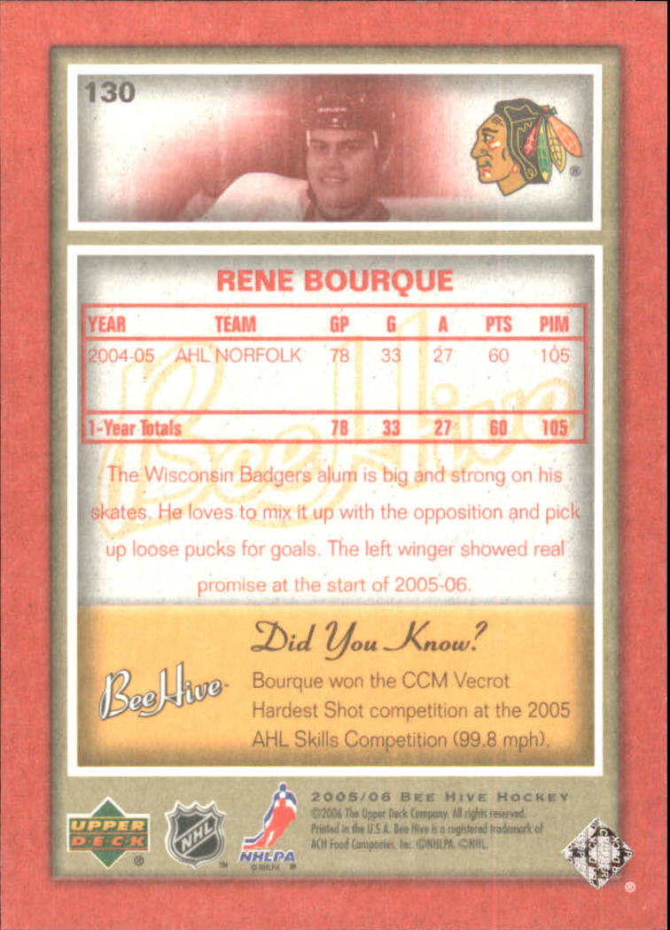 2005-06 Beehive Red  #130 Rene Bourque back image