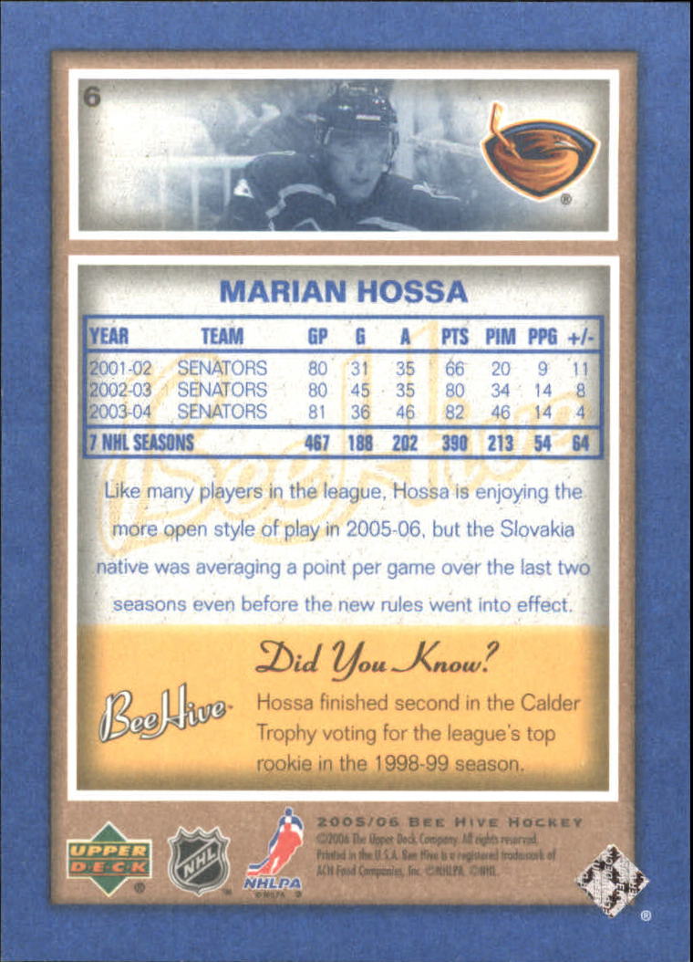 2005-06 Beehive Blue  #6 Marian Hossa back image