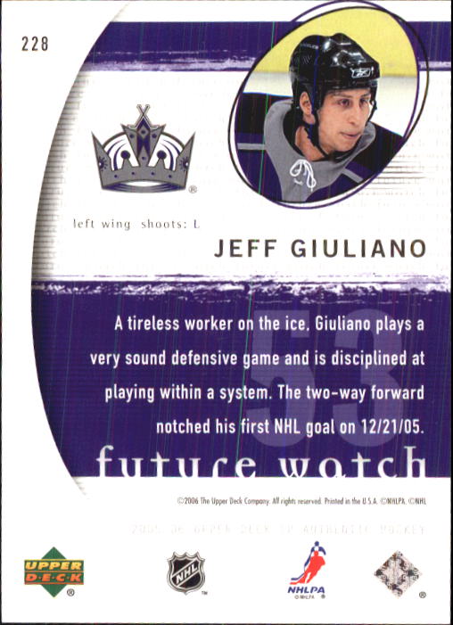 2005-06 SP Authentic #228 Jeff Giuliano RC back image