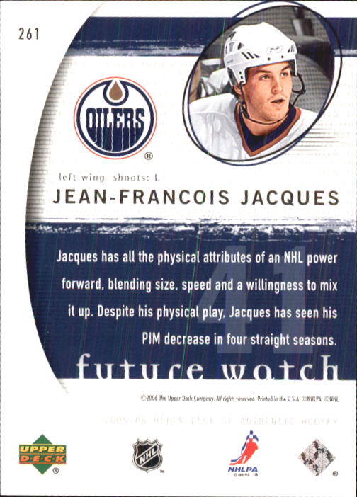 2005-06 SP Authentic #261 Jean-Francois Jacques RC back image
