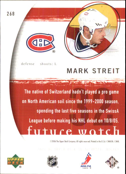 2005-06 SP Authentic #268 Mark Streit RC back image