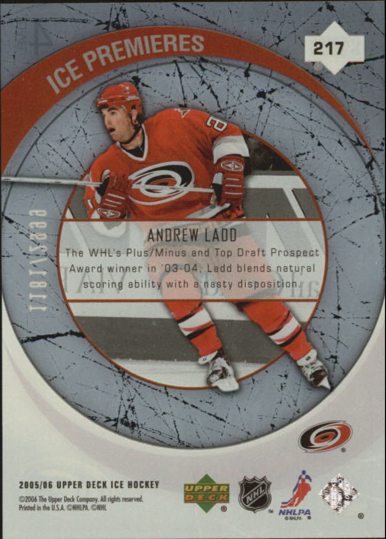 2005-06 Upper Deck Ice #217 Andrew Ladd RC back image