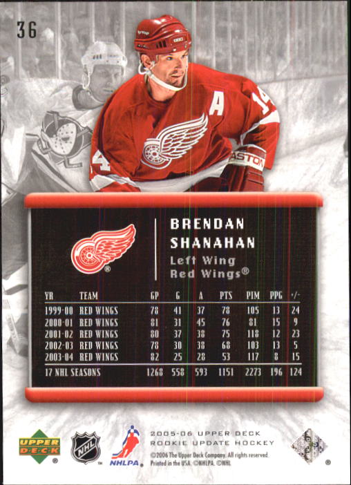 2005-06 Upper Deck Rookie Update #36 Brendan Shanahan back image