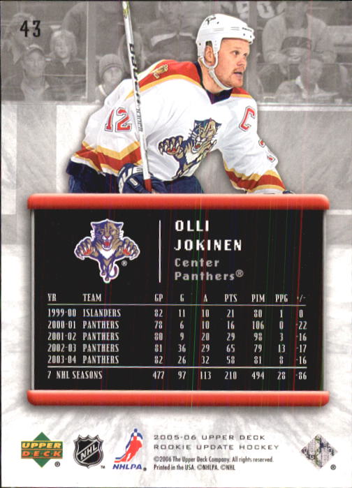2005-06 Upper Deck Rookie Update #43 Olli Jokinen back image