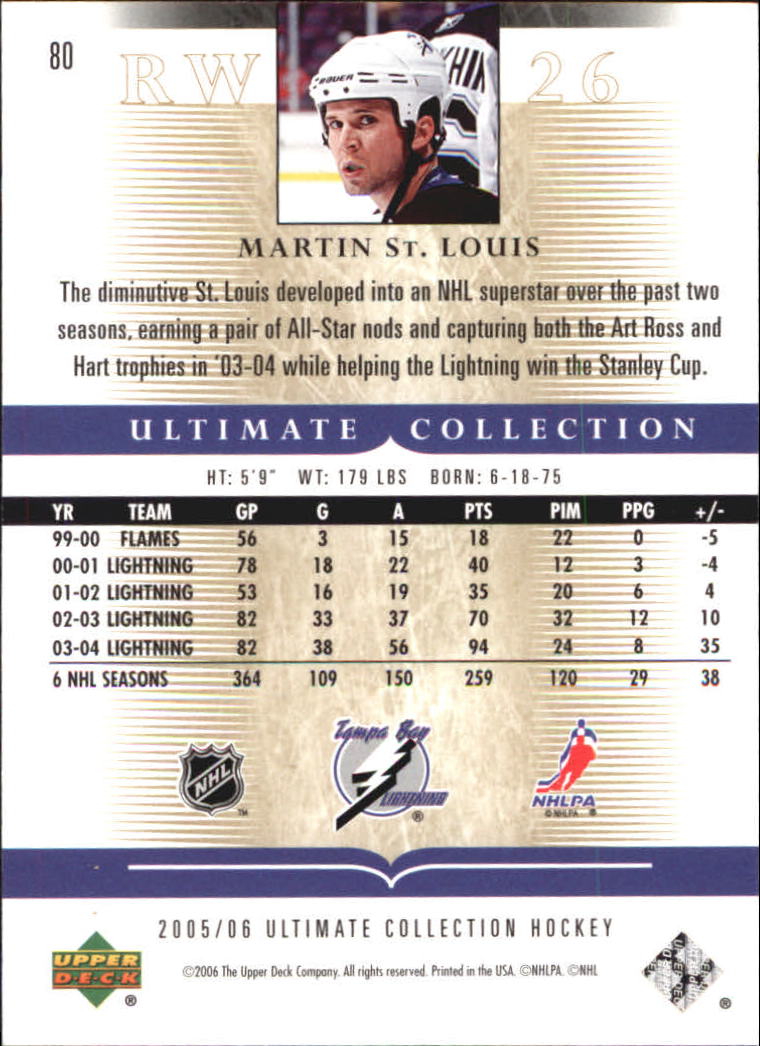2005-06 Ultimate Collection #80 Martin St. Louis back image