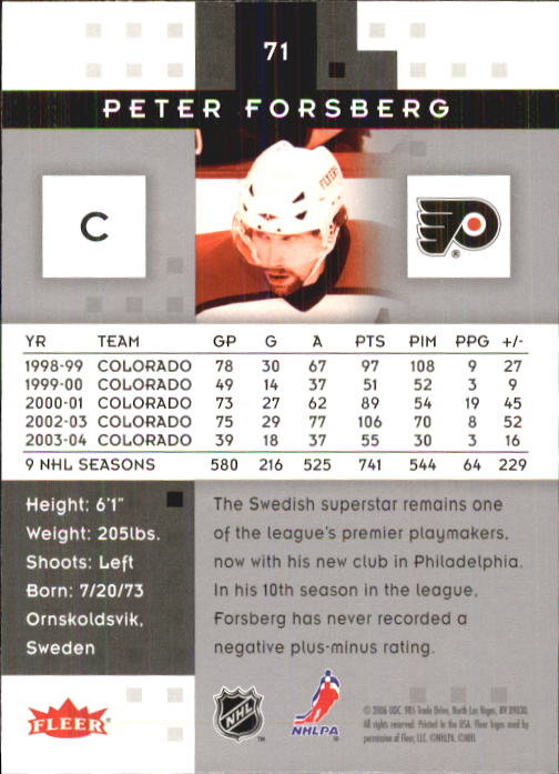 Peter Forsberg Cards (1995-2017) Avalanche Flyers Predators - You Choose