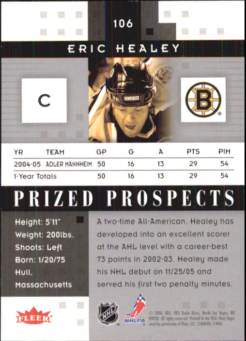 2005-06 Hot Prospects #106 Eric Healey RC back image