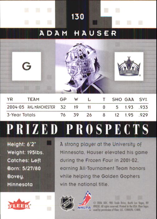 2005-06 Hot Prospects #130 Adam Hauser RC back image