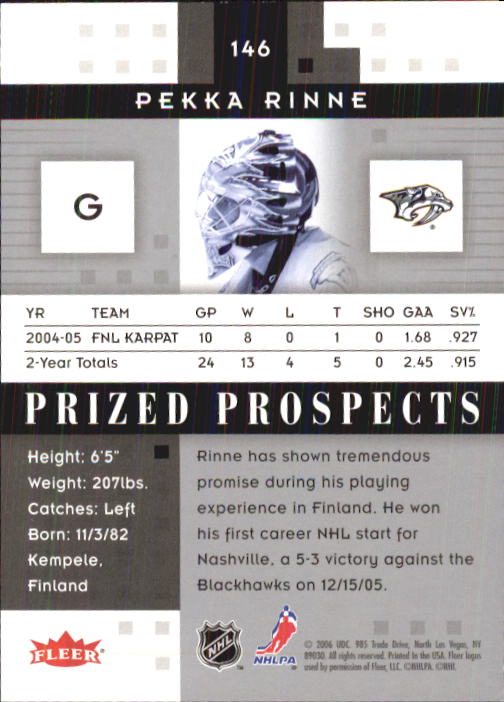 2005-06 Hot Prospects #146 Pekka Rinne RC back image