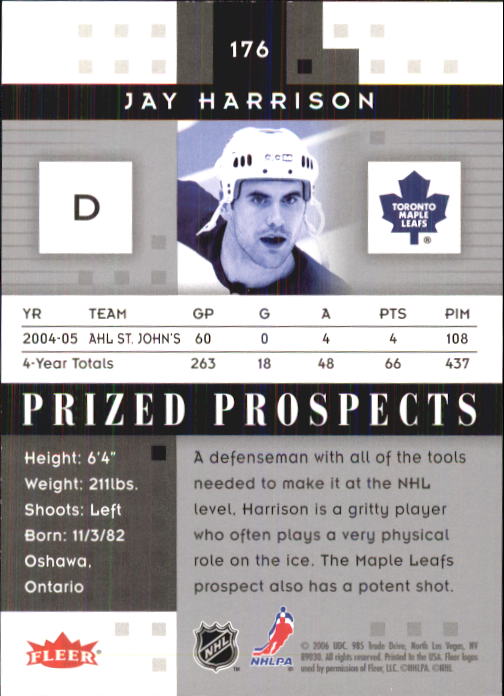 2005-06 Hot Prospects #176 Jay Harrison RC back image