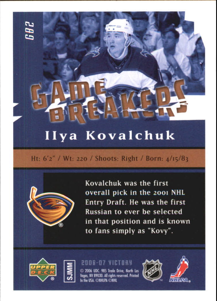 2006-07 Upper Deck Victory Game Breakers #GB2 Ilya Kovalchuk back image