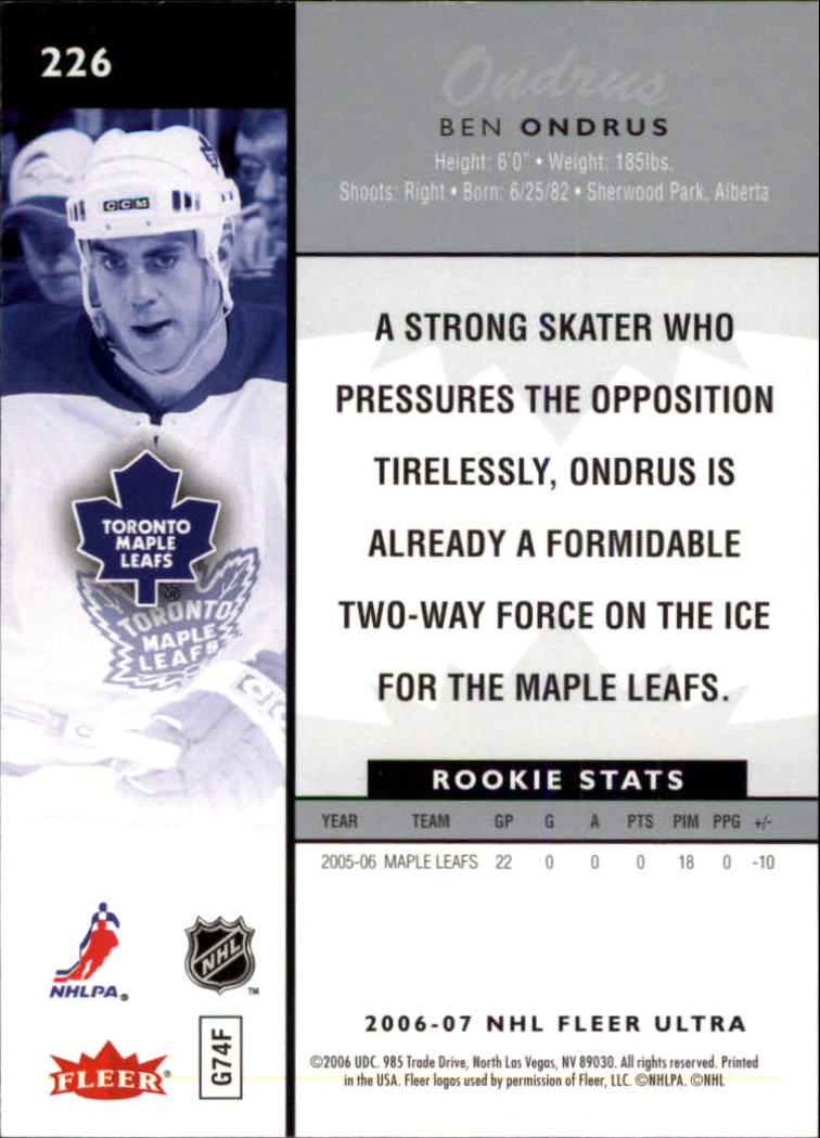 2006-07 Ultra Hockey Card Pick (Base) 101-251 - Picture 252 of 290