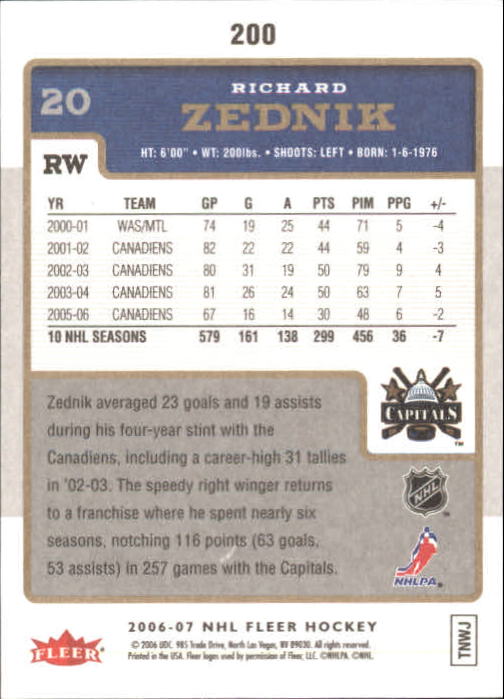 2006-07 Fleer Hockey Card Pick (Base) - Picture 399 of 456