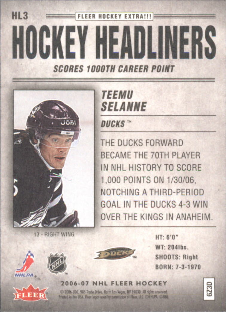 2006-07 Fleer Hockey Card Pick (Inserts)