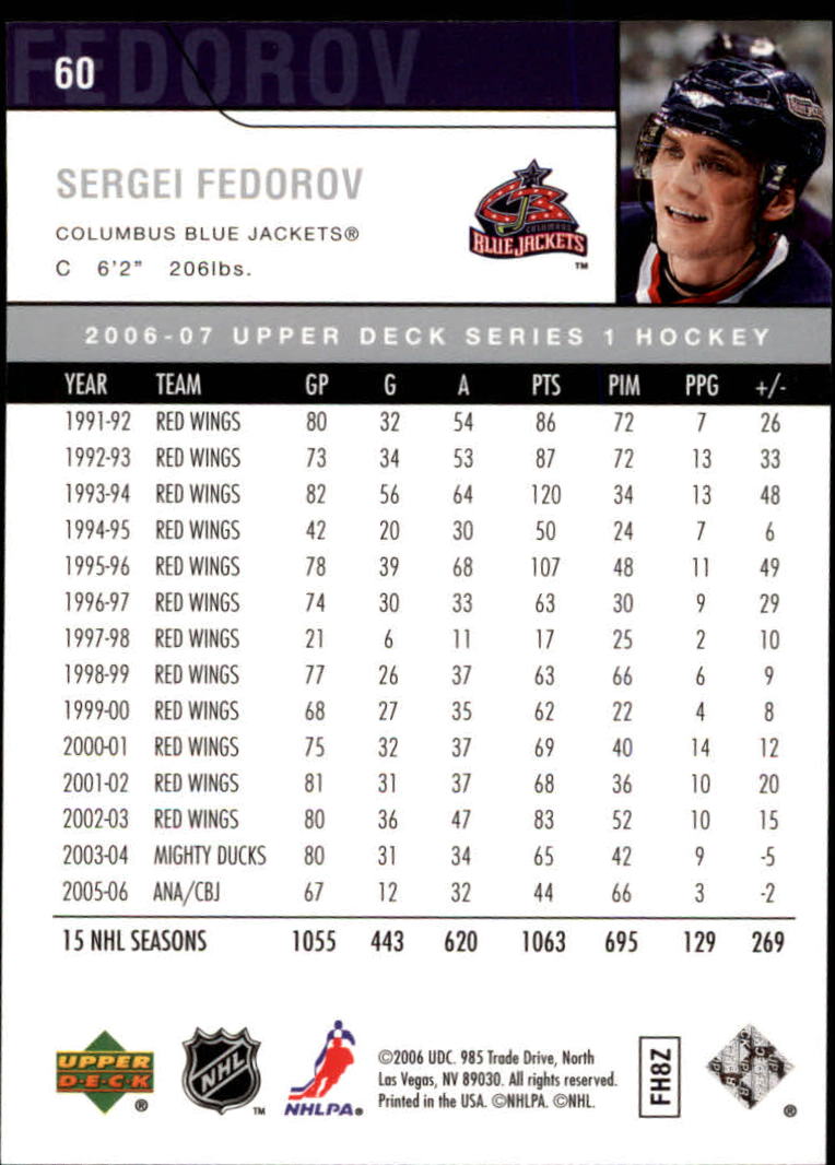 2006-07 Upper Deck #60 Sergei Fedorov back image