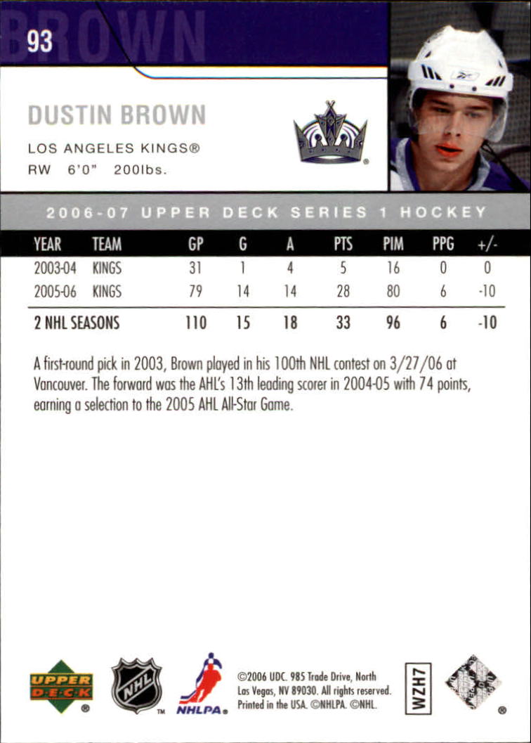 2006-07 Upper Deck #93 Dustin Brown back image