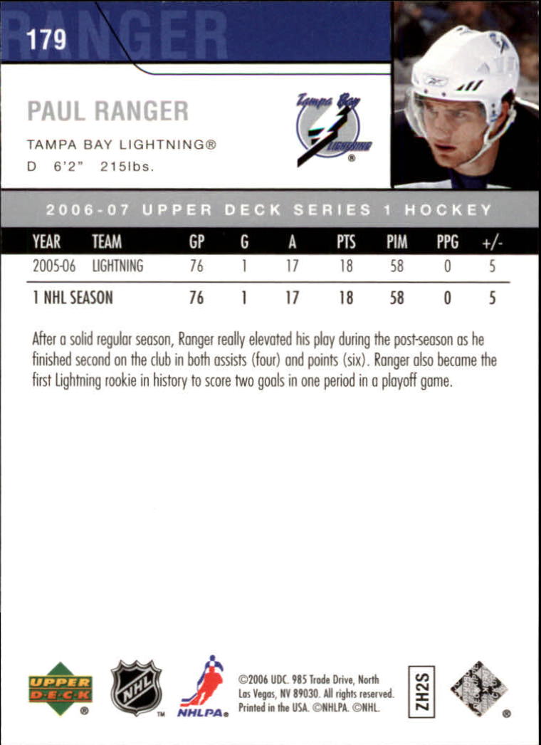 2006-07 Upper Deck #179 Paul Ranger back image