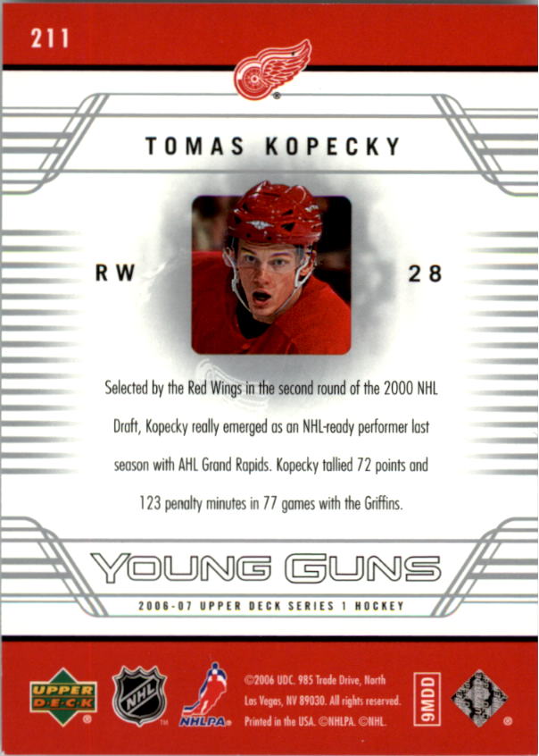 2006-07 Upper Deck #211 Tomas Kopecky YG RC back image