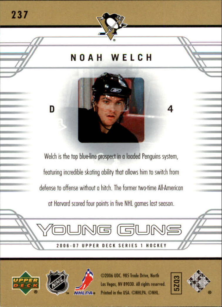 2006-07 Upper Deck #237 Noah Welch YG RC back image