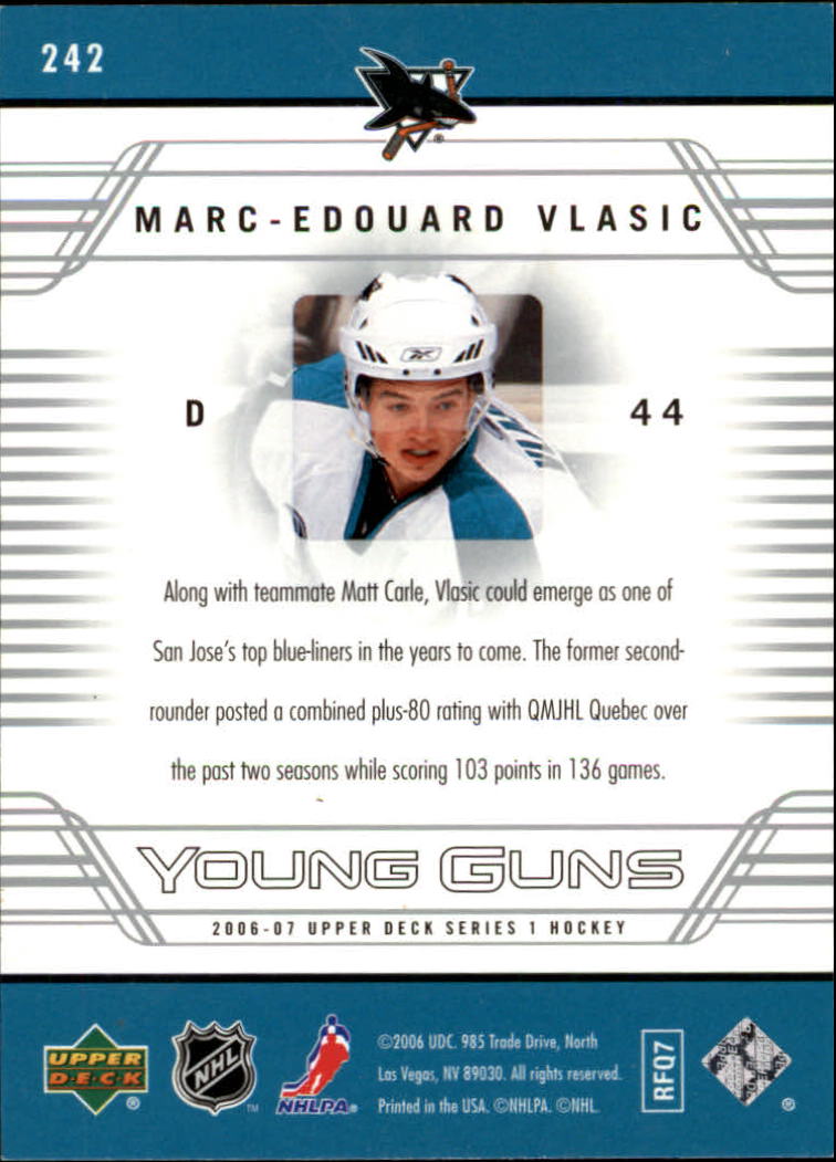 2006-07 Upper Deck #242 Marc-Edouard Vlasic YG RC back image