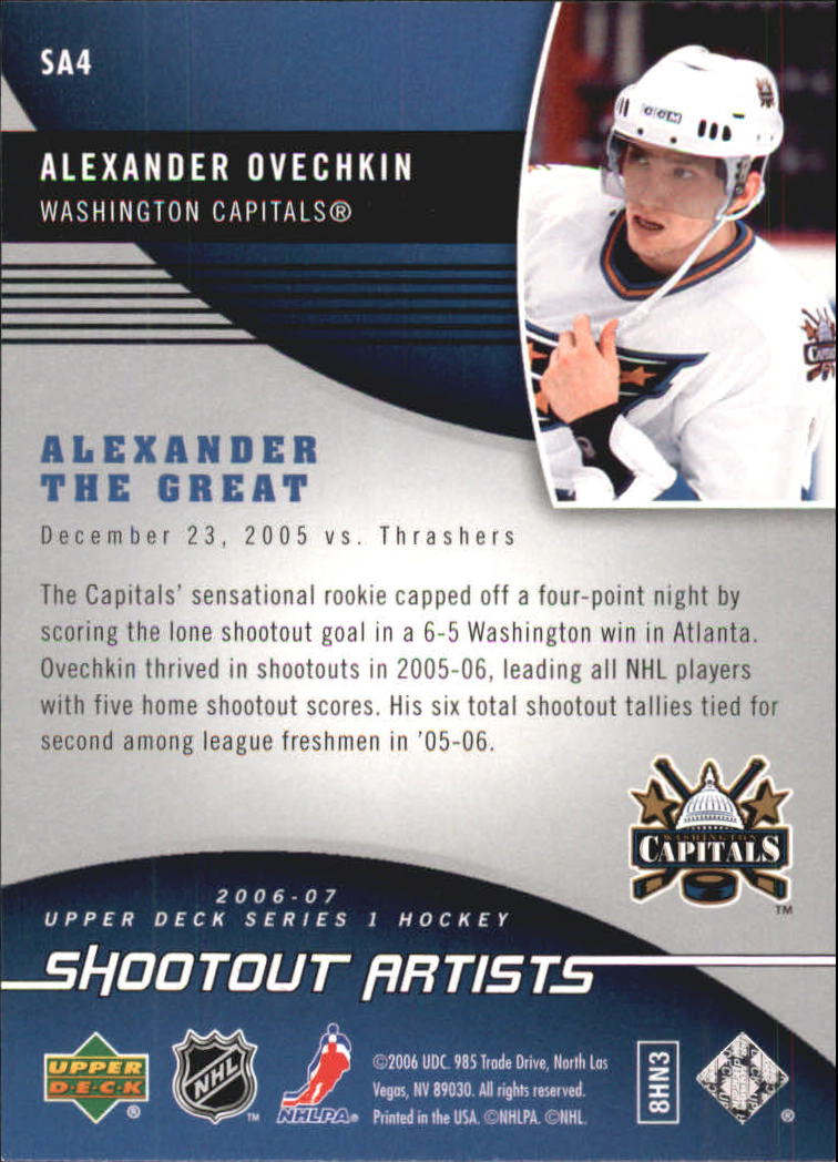 2006-07 Upper Deck Shootout Artists #SA4 Alexander Ovechkin back image
