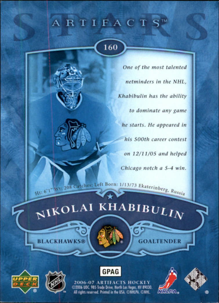 2006-07 Artifacts #160 Nikolai Khabibulin S back image