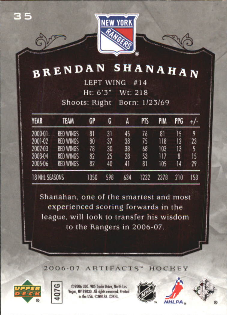 2006-07 Artifacts Silver #35 Brendan Shanahan back image