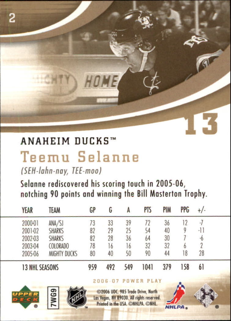 2006-07 Upper Deck Power Play #2 Teemu Selanne back image