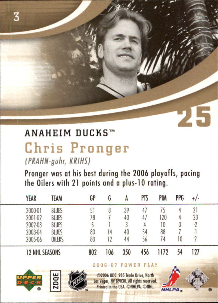 2006-07 Upper Deck Power Play #3 Chris Pronger back image