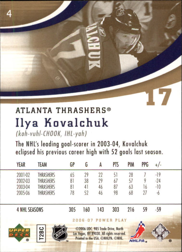 2006-07 Upper Deck Power Play #4 Ilya Kovalchuk back image