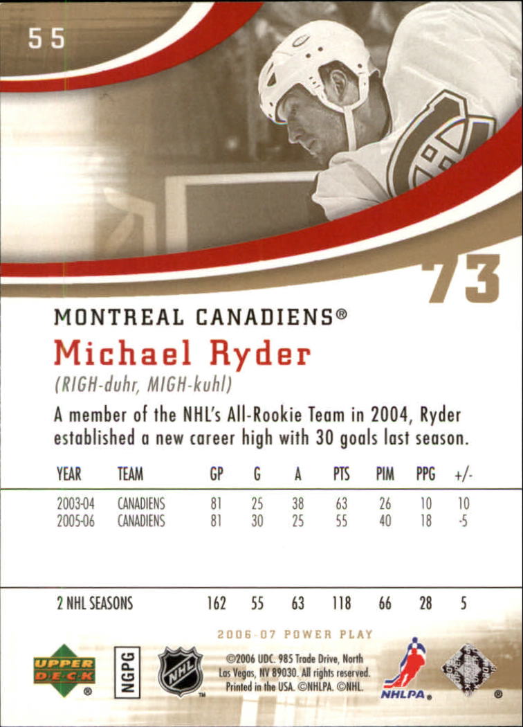 2006-07 Upper Deck Power Play #55 Michael Ryder back image
