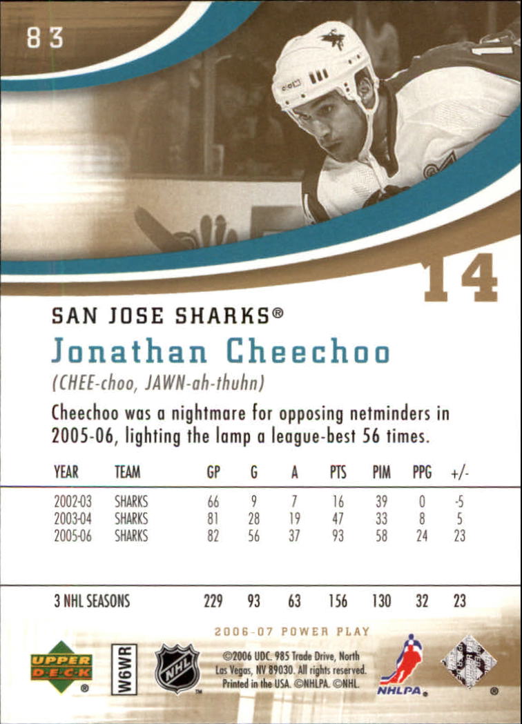 2006-07 Upper Deck Power Play #83 Jonathan Cheechoo back image