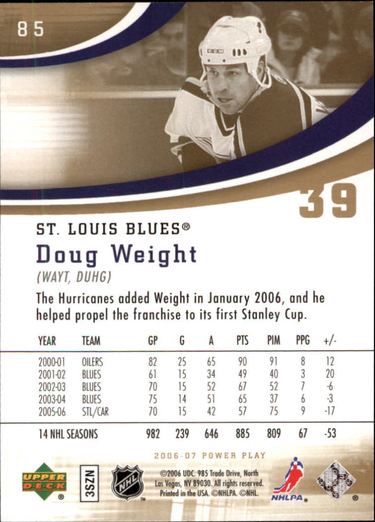 2006-07 Upper Deck Power Play #85 Doug Weight back image