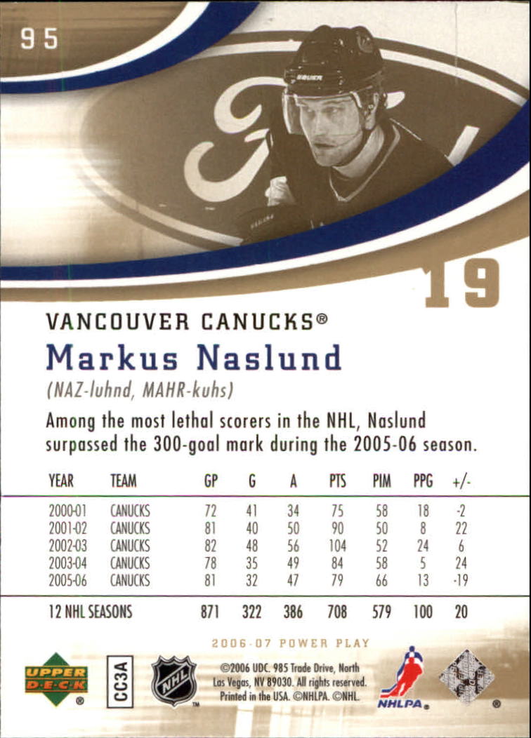 2006-07 Upper Deck Power Play #95 Markus Naslund back image