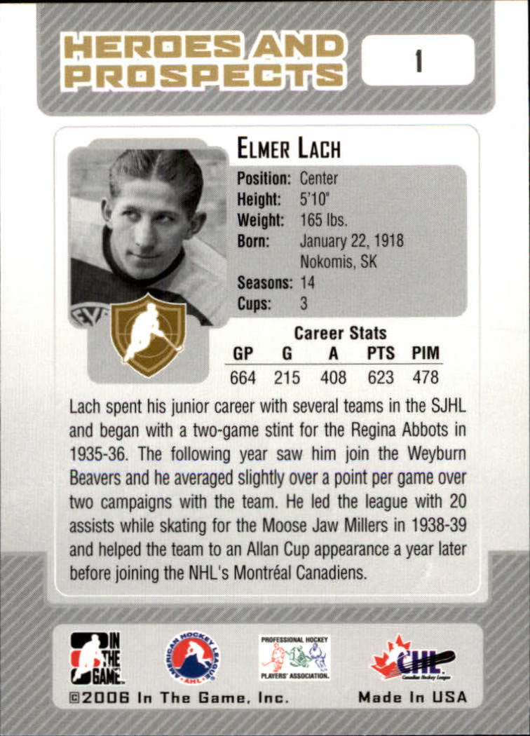 2006-07 ITG Heroes and Prospects #1 Elmer Lach back image