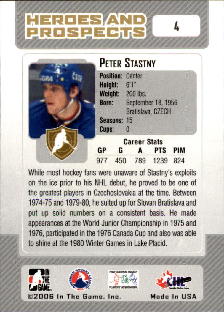 2006-07 ITG Heroes and Prospects #4 Peter Stastny back image