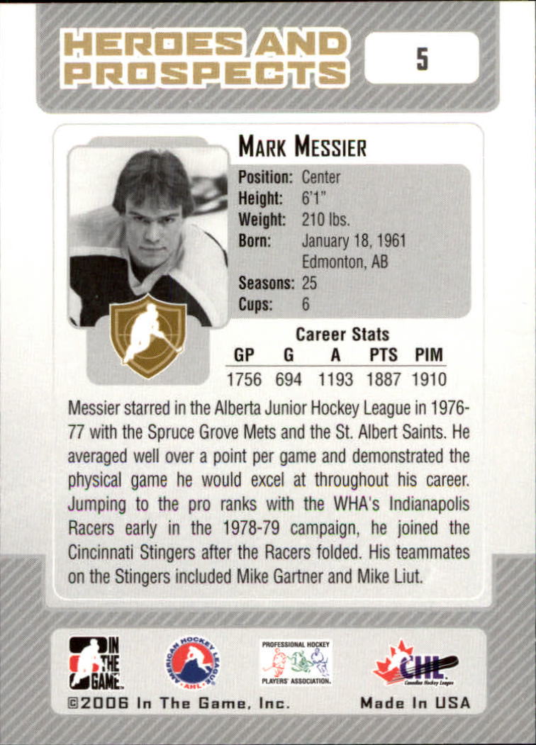 2006-07 ITG Heroes and Prospects #5 Mark Messier back image