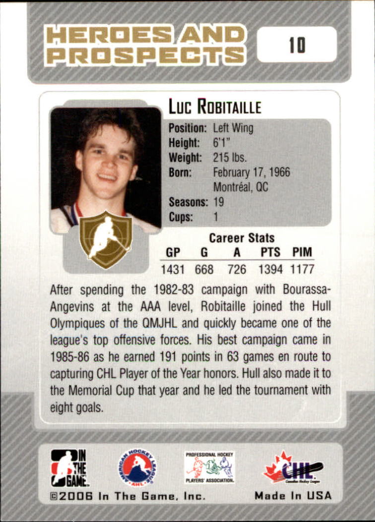 2006-07 ITG Heroes and Prospects #10 Luc Robitaille back image