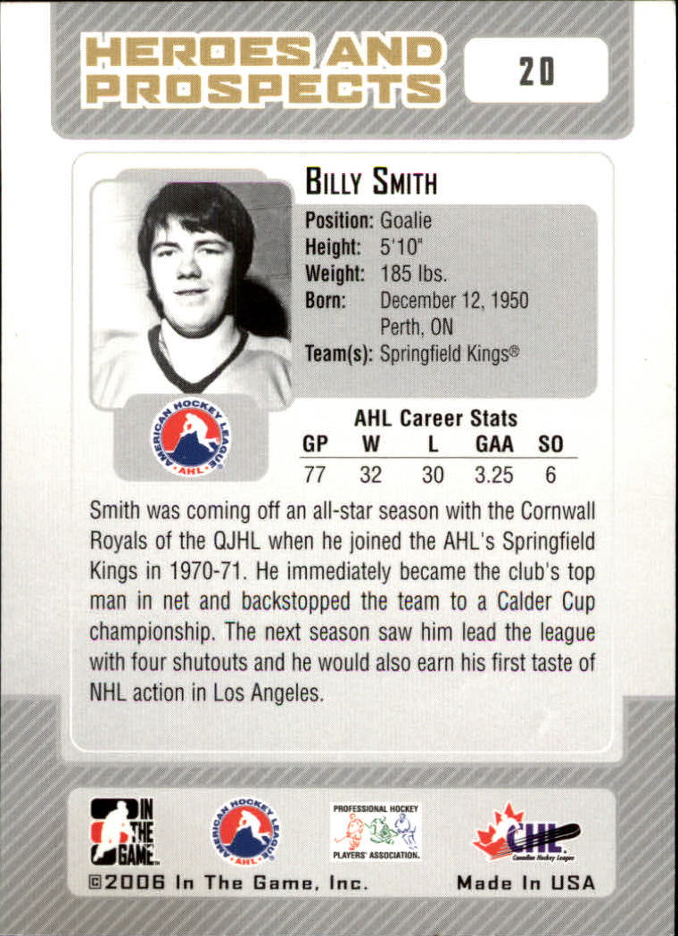 2006-07 ITG Heroes and Prospects #20 Billy Smith back image