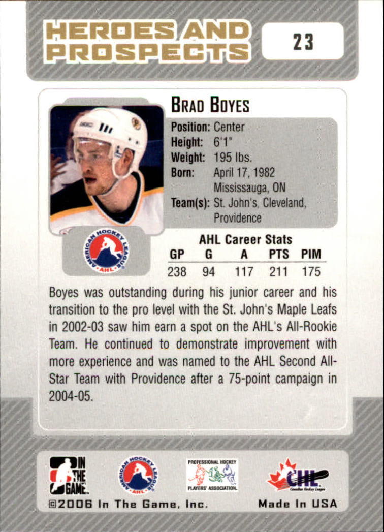 2006-07 ITG Heroes and Prospects #23 Brad Boyes back image